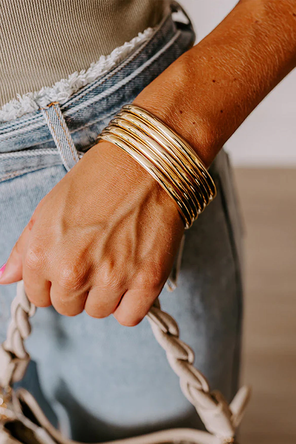 Gold Multi Layer Bangle Bracelet