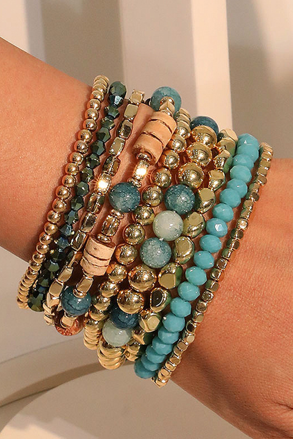 Boho Beaded Multi Layer Elastic Bracelet Set