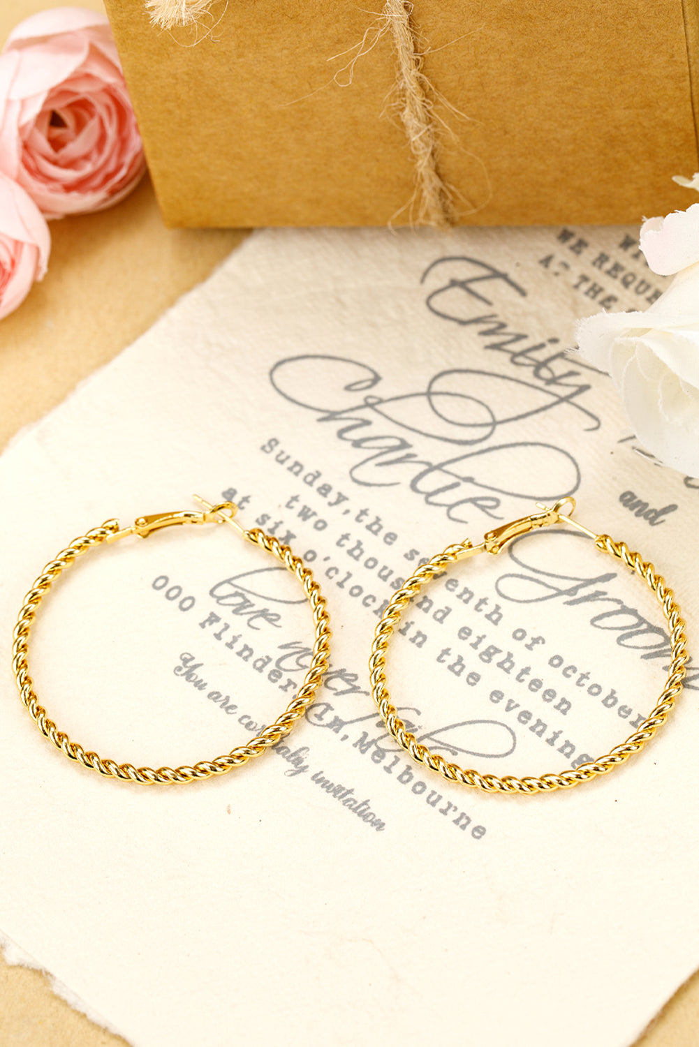 Gold Twisted Large Hoop Earrings