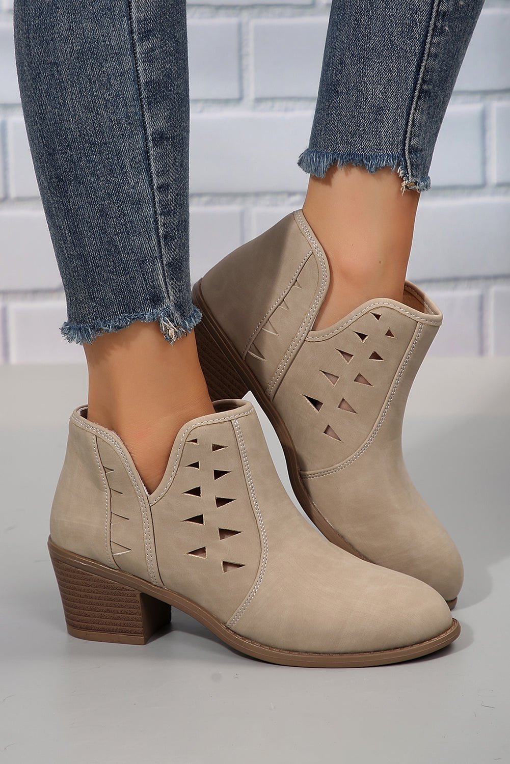 Quinn Cut Out Suede Ankle Boots