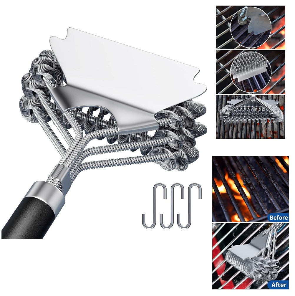 17&amp;quot; Stainless Steel Grill Brush and Scraper Bristle Free