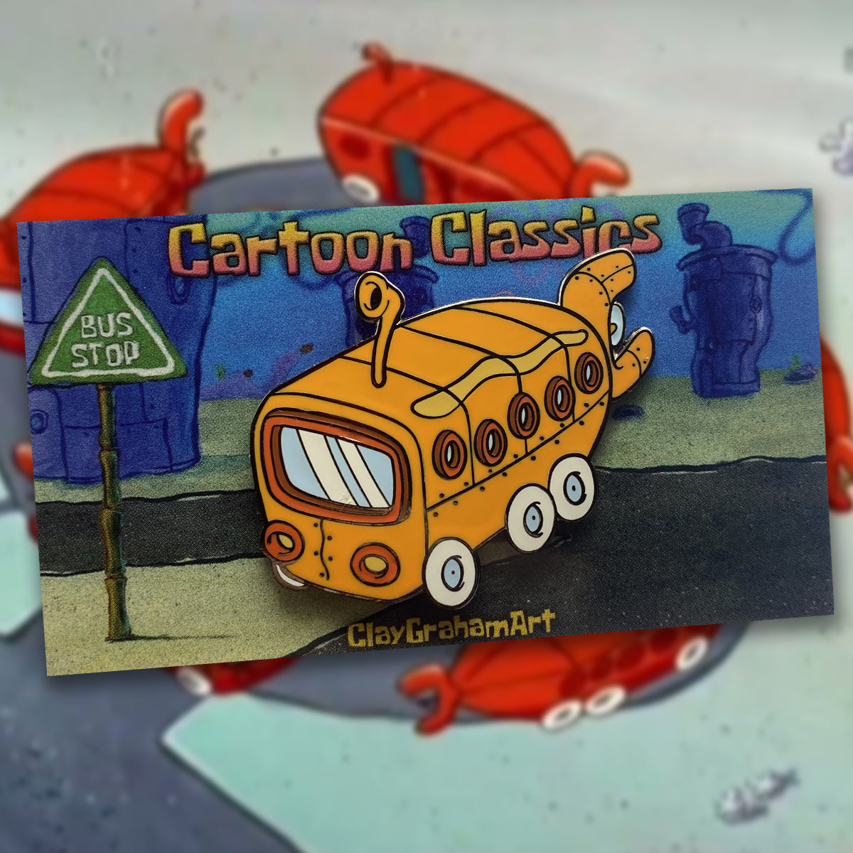 Cartoon Classics SB Bus 1.75&amp;quot; Hard Enamel Pin