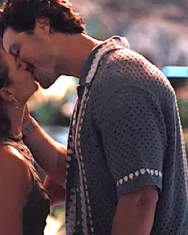 Bachelor In Paradise S10 Spencer Conley Blue Crochet Knit Shirt