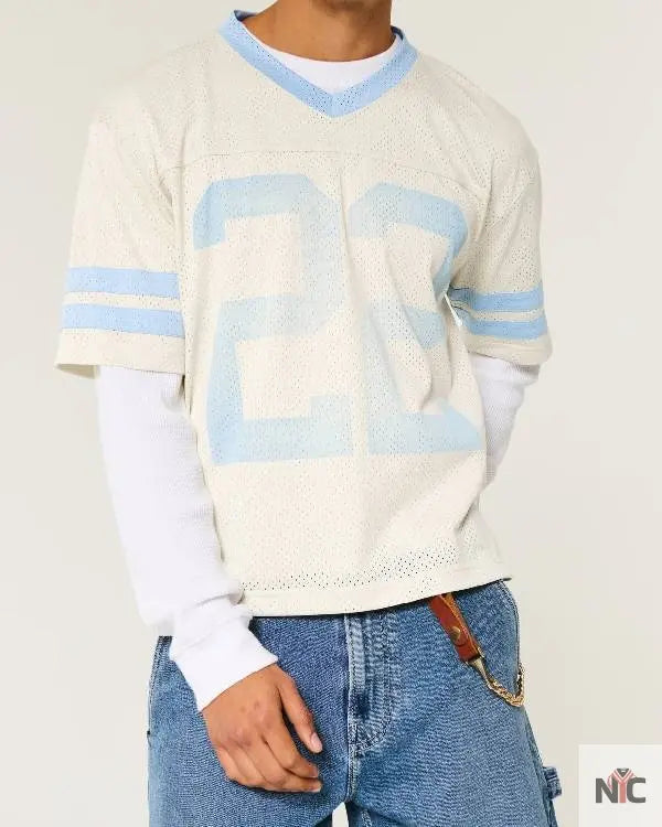 Bachelor in Paradise Justin Glaze Blue and White Jersey