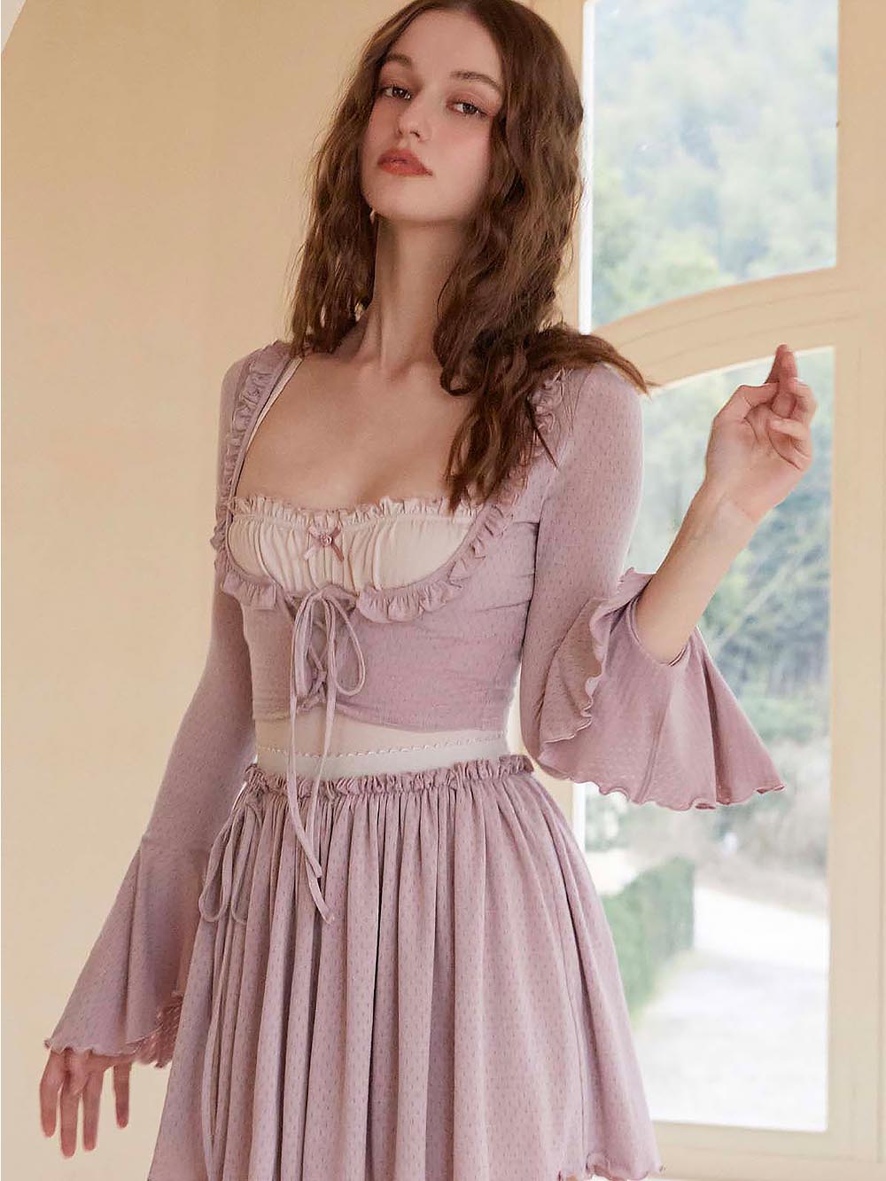 Ballet-Inspired Knit Top &amp;amp; Skirt Pants Set | ZAKAPOP