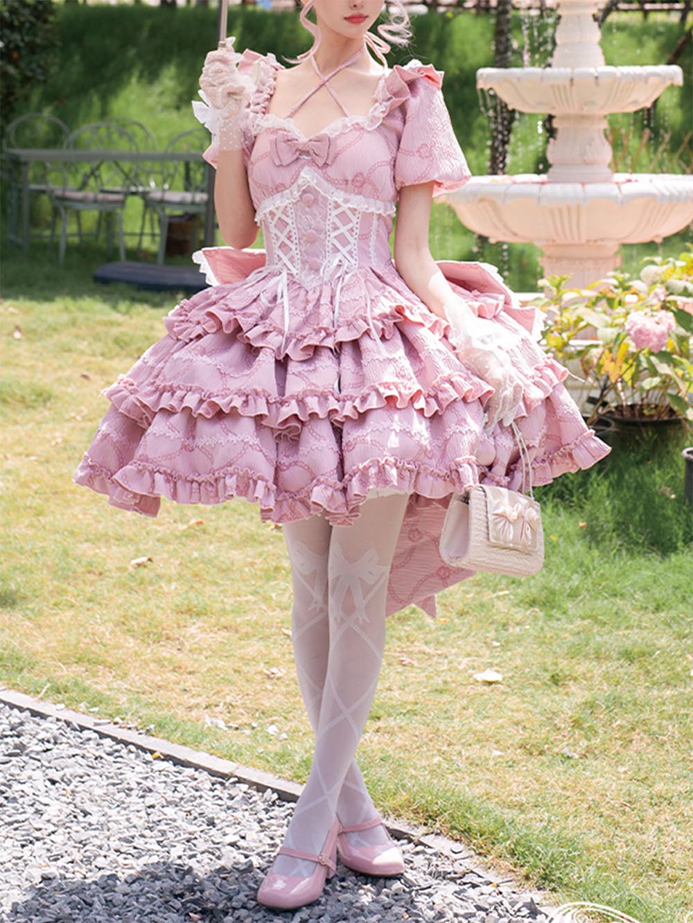 Ballet Style Doll Sense Sweet Lolita Bowknot Tail Puff Sleeves Dress OP | ZAKAPOP