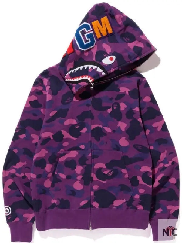 Bape Shark Hoodie Purple Camo