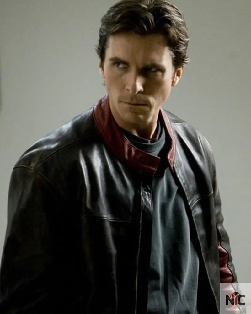 Batman Dark Knight Christian Bale Leather Biker Jacket Black