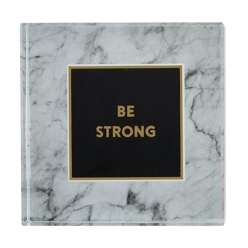 Be Strong 3&amp;quot;x3&amp;quot; Paperweight in Marble