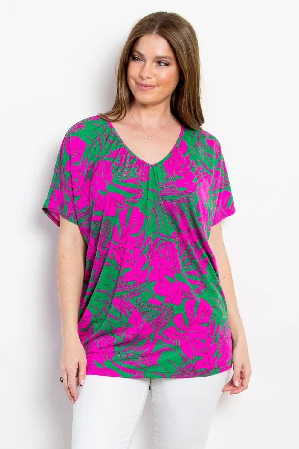 Trendsi Be Stage Contrast Printed Short Sleeve Top