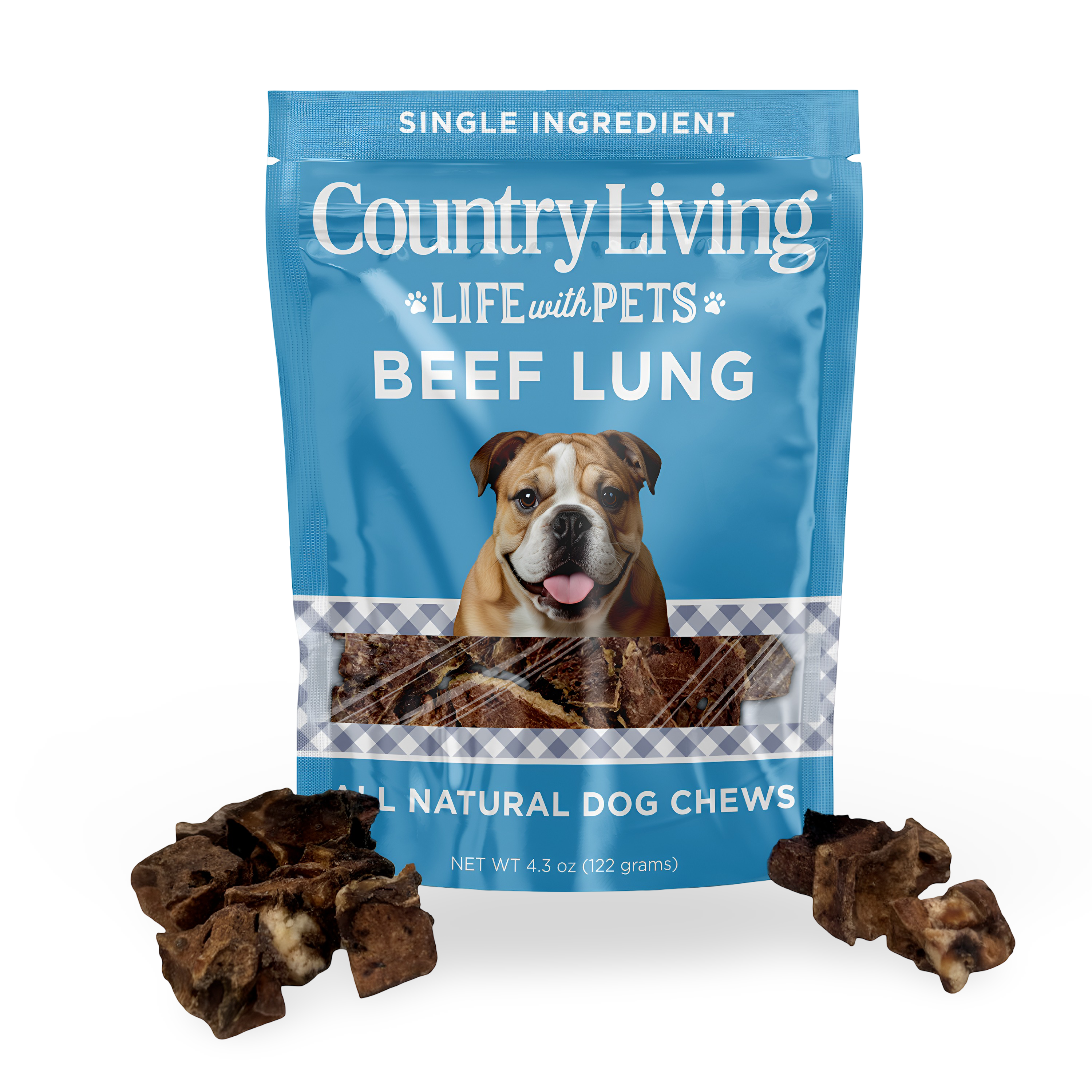 Country Living 4”-6” Beef Lung Slices Dog Treats – 8oz Bag – 100% Natural, Single-Ingredient, High-Protein, Grain-Free Dog Treats – Crunchy &amp;amp; Lightweight
