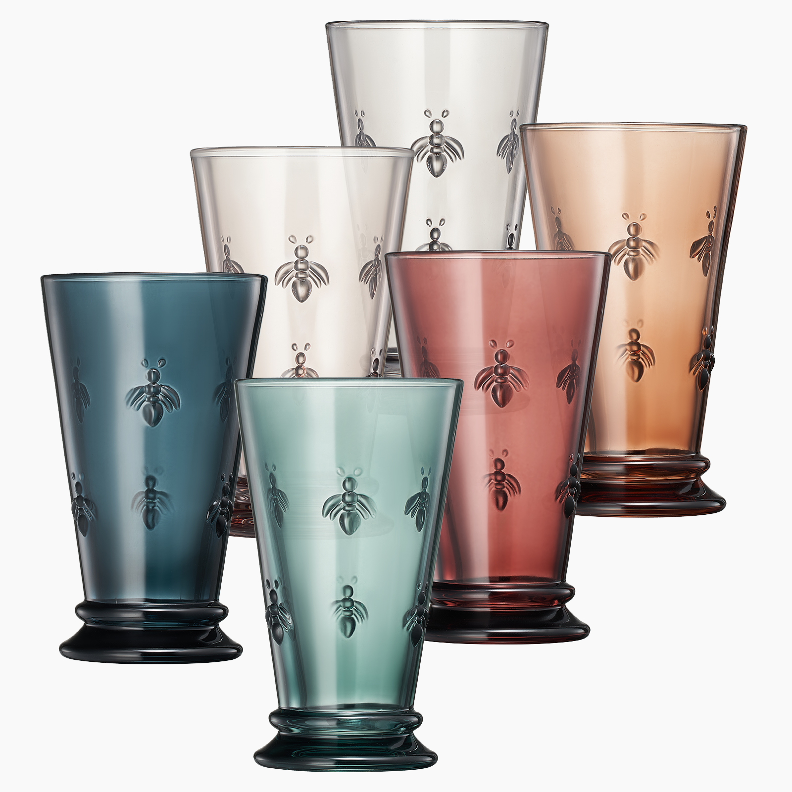Tonal Highball Bee Glassware, Set of 6