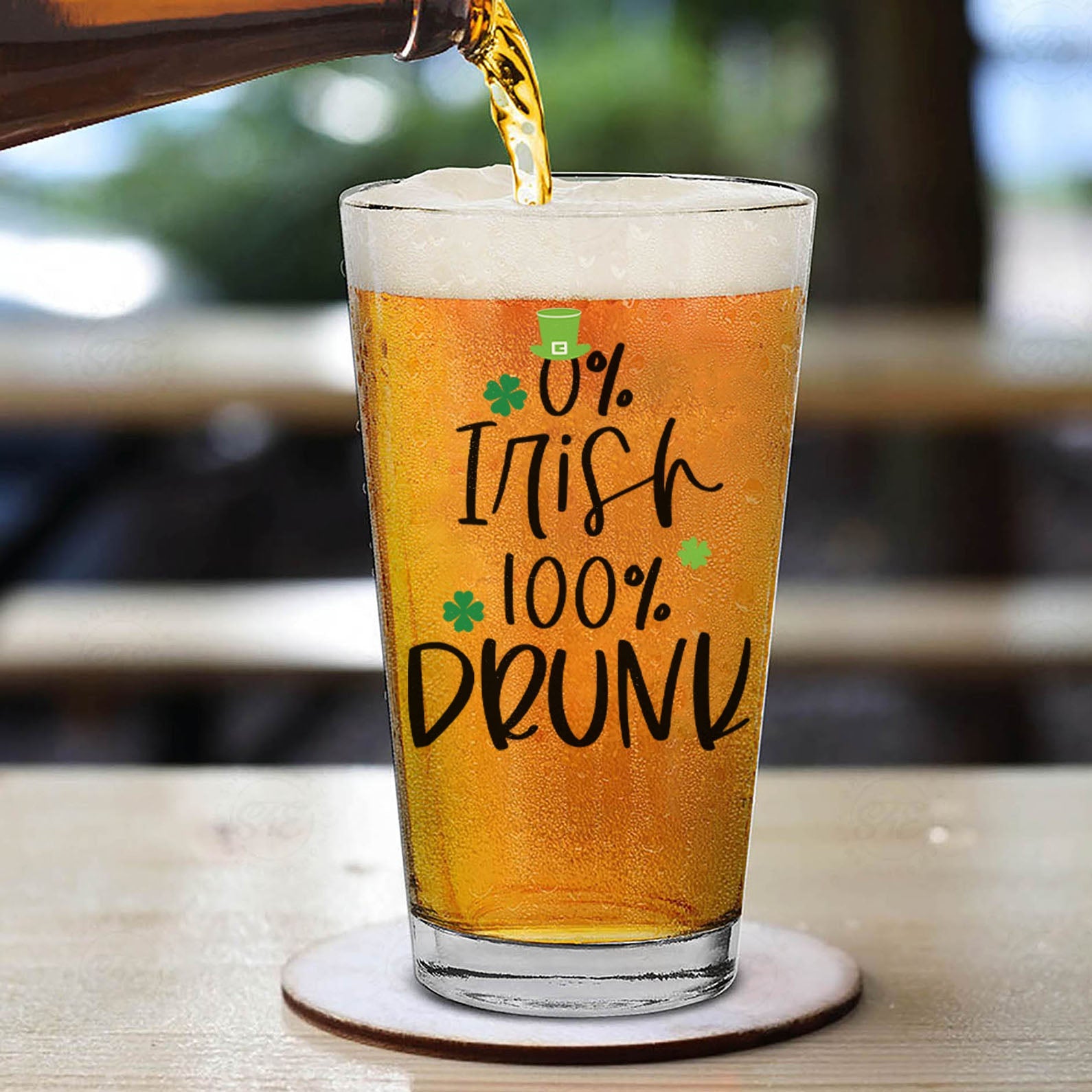 0% Irish 100% Drunk  Beer Glass | St. Patrick&amp;#39;s Day Print Whisky Glasses, St Patrick&amp;#39;s Day Glass 681903