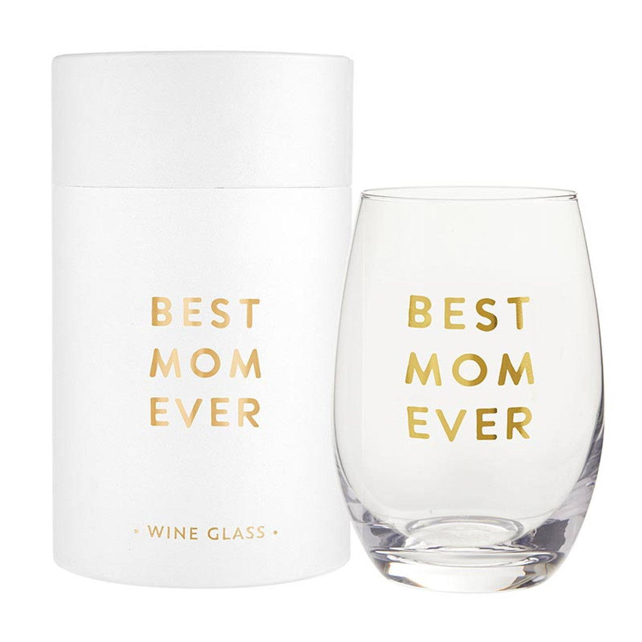Best Mom Ever Stemless Wine Glass | Crystal Clear Drinkware Gift For Mother&amp;#39;s Day | 17 oz