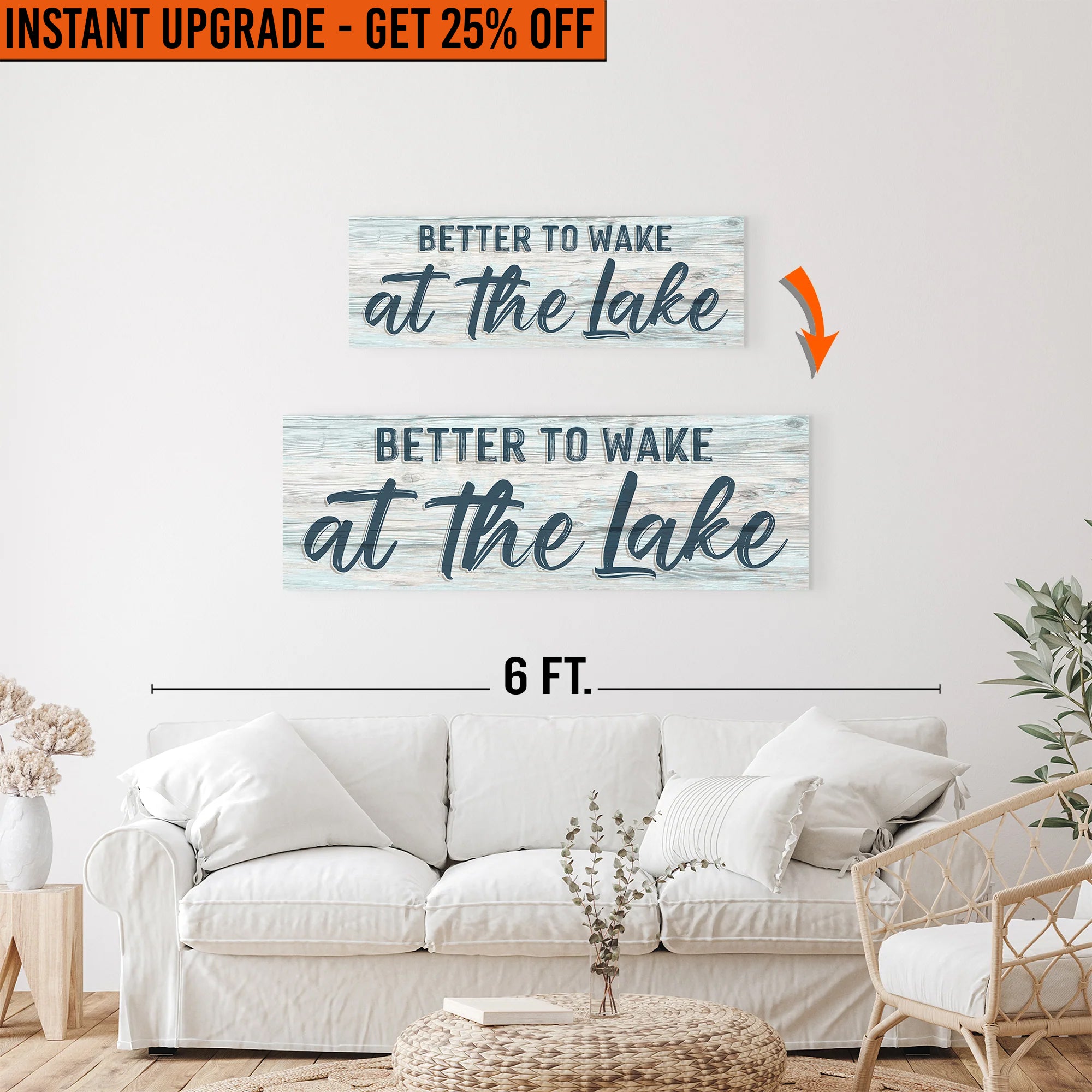 Upgrade Your 36x12 Inches &amp;#39;Better To Wake At The Lake&amp;#39; To 48x16 Inches Canvas