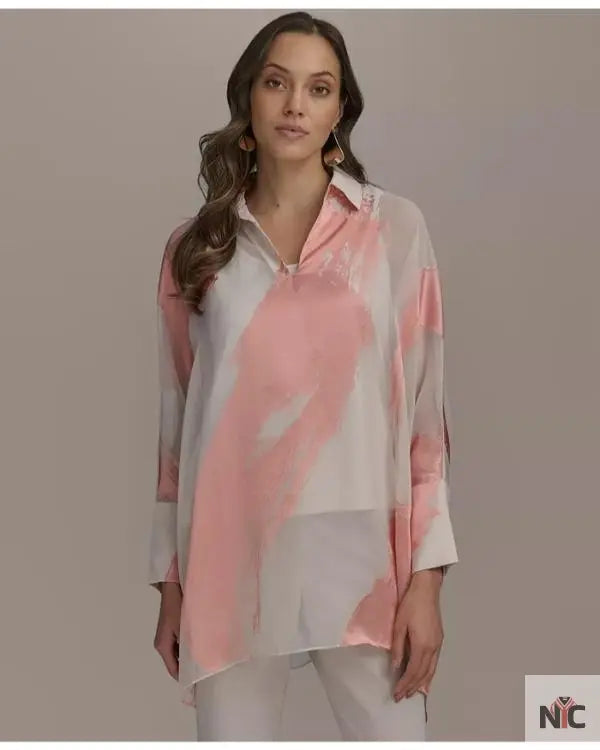 Beyond The Gates 2025 Tamara Tunie Coral Brushstroke Blouse