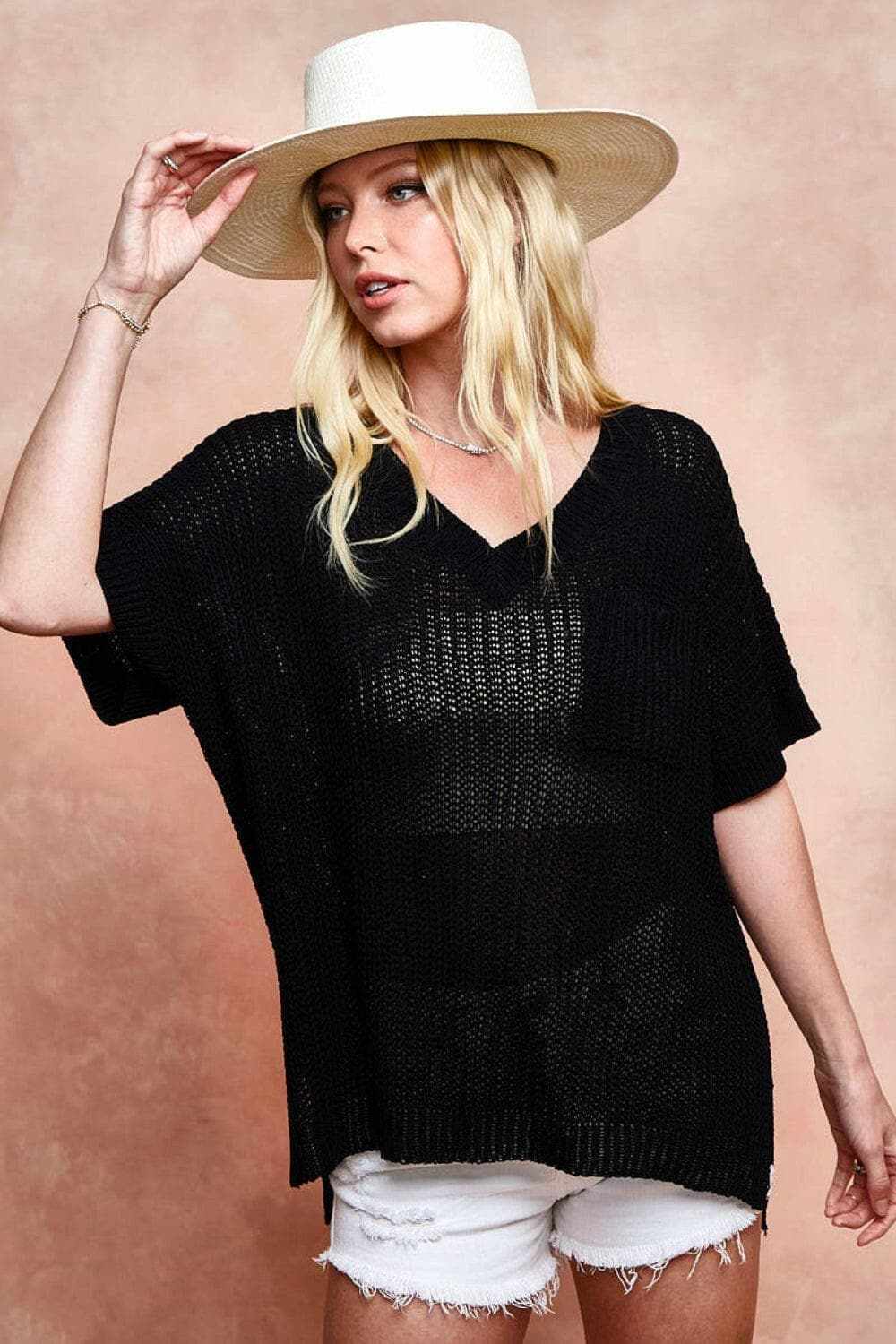 Knit Top - V-Neck - BiBi Chic