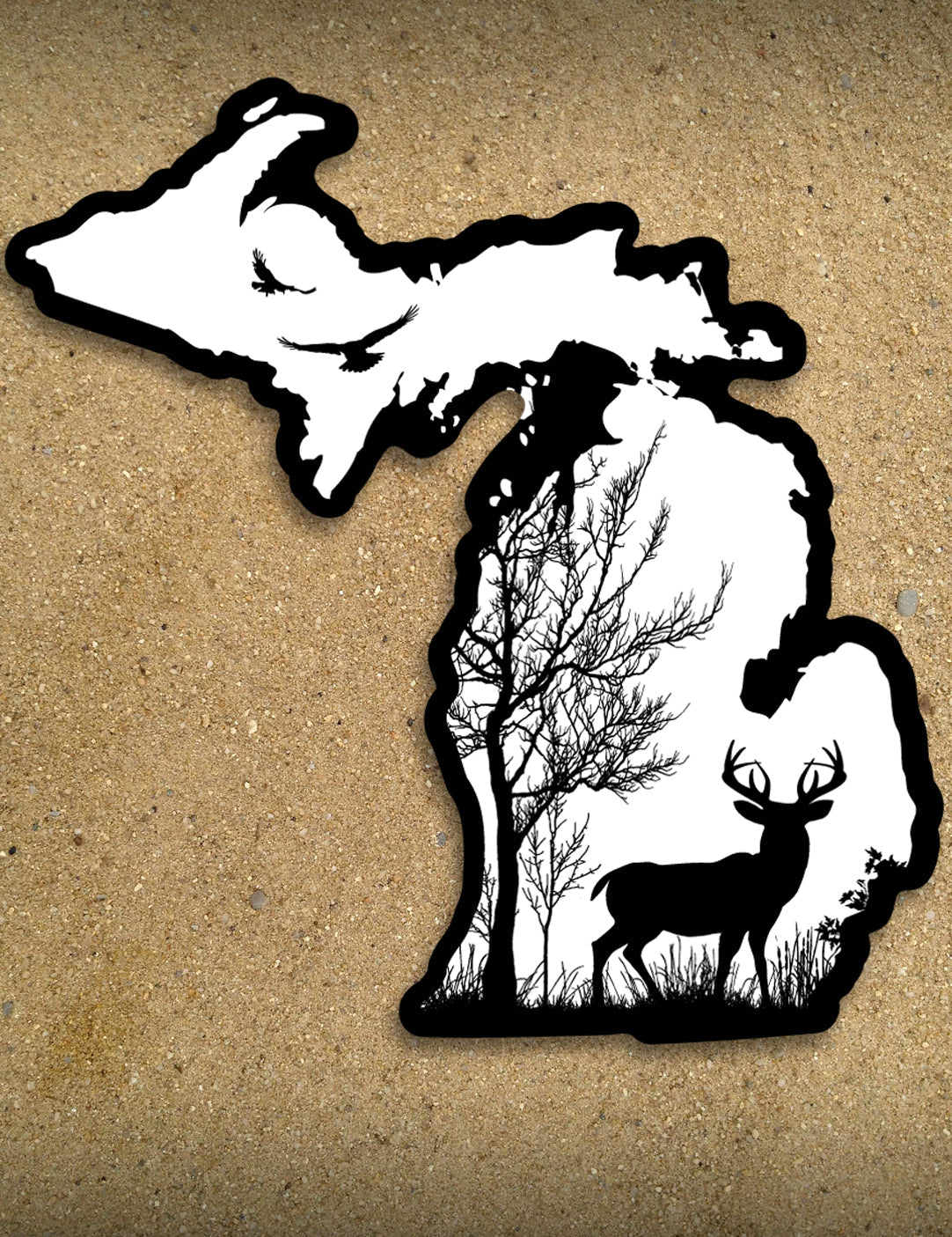 Deer In The Woods - 6&amp;quot; Michigan Sticker