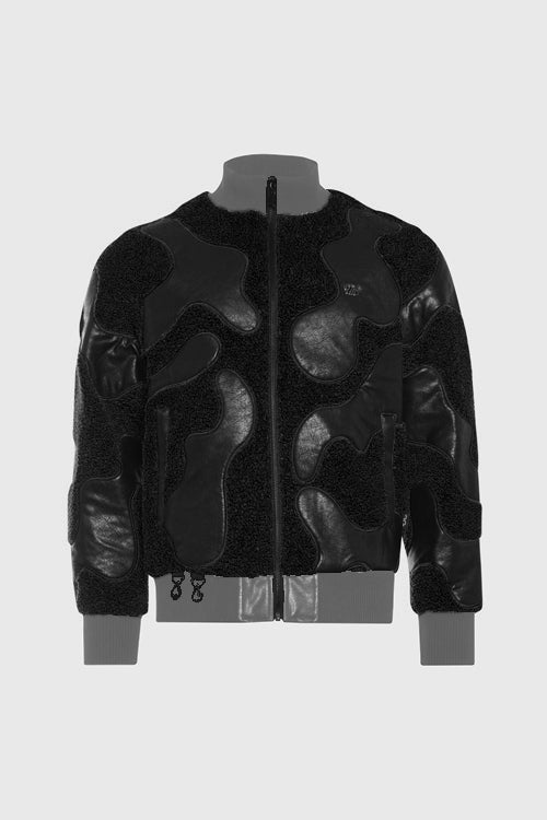 Sherpa &amp;amp; Faux Leather Bomber Jacket