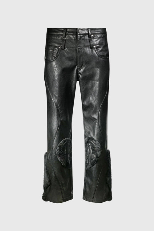 Faux Fur Vegan Leather Double Jeans