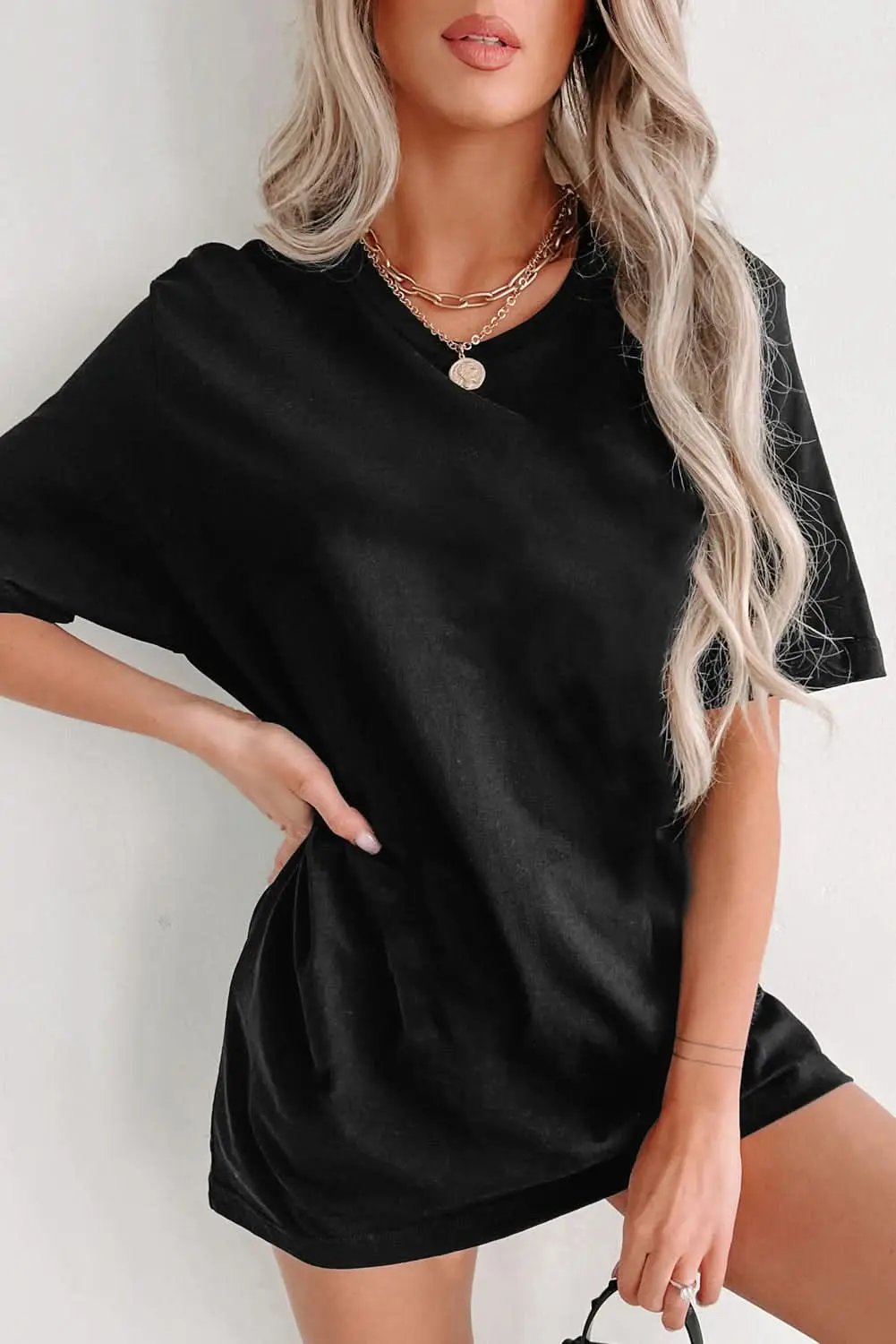 Love Salve Black Tunic Top Women&amp;#39;s Daily Basic Tee - Soft &amp;amp; Comfy