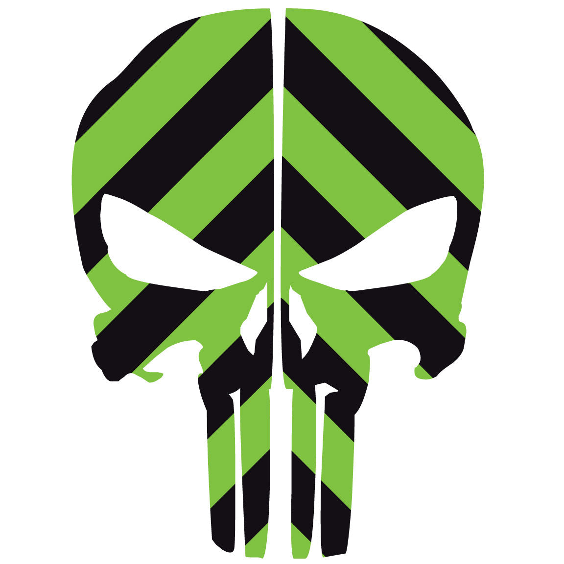 PUNISHER SKULL BLACK &amp;amp; GREEN CHEVRON REAR HELMET REFLECTIVE HELMET DECAL