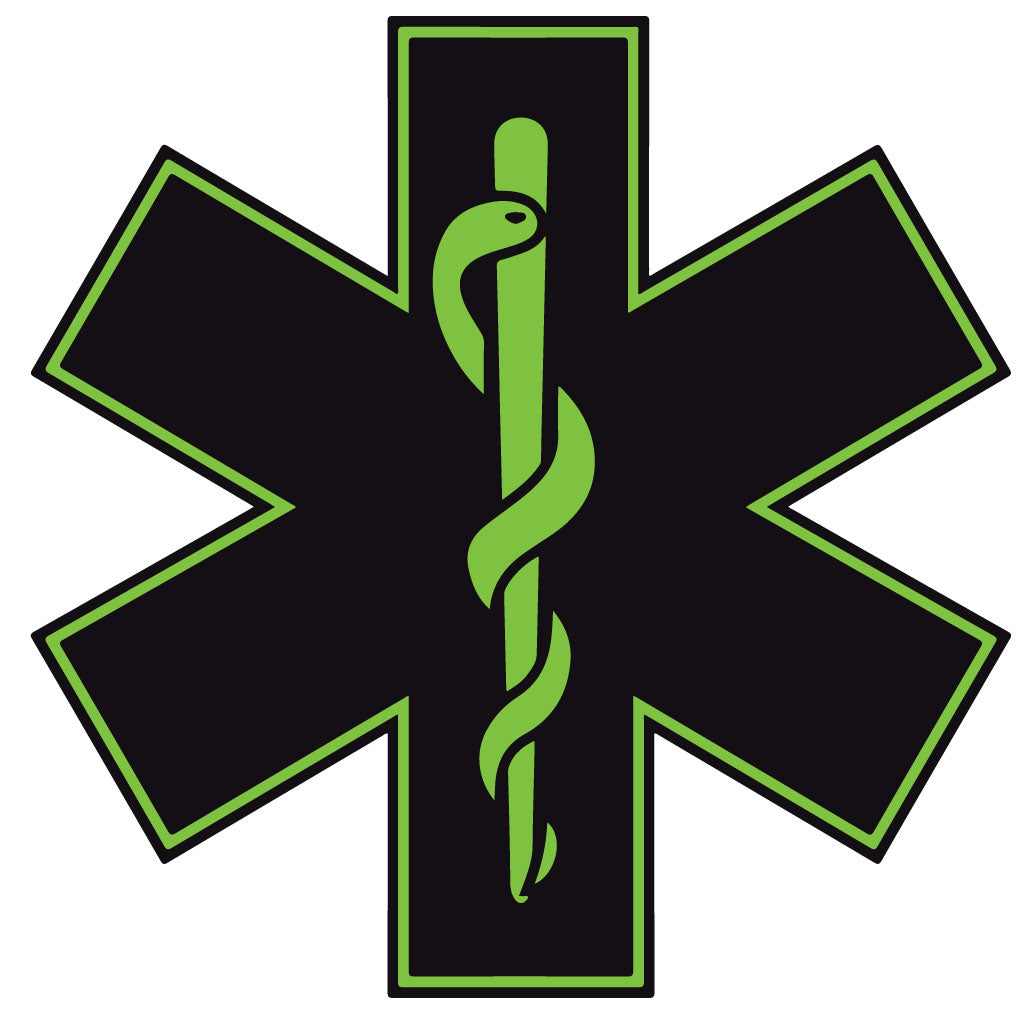 BLACK &amp;amp; GREEN STAR OF LIFE REFLECTIVE WINDOW DECAL