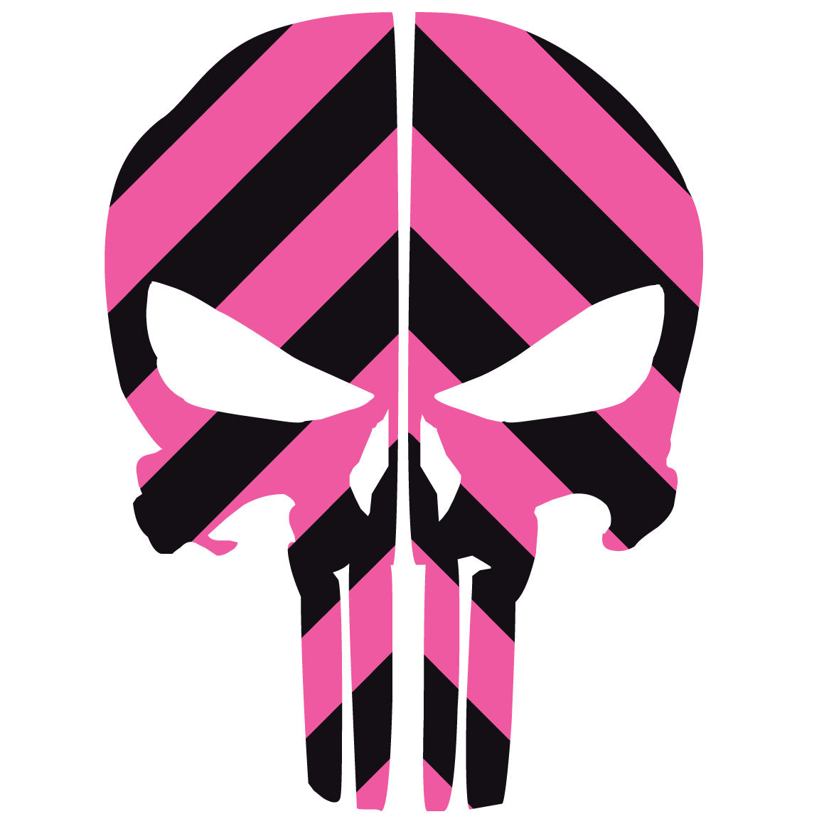 PUNISHER SKULL BLACK &amp;amp; PINK CHEVRON REAR HELMET REFLECTIVE HELMET DECAL