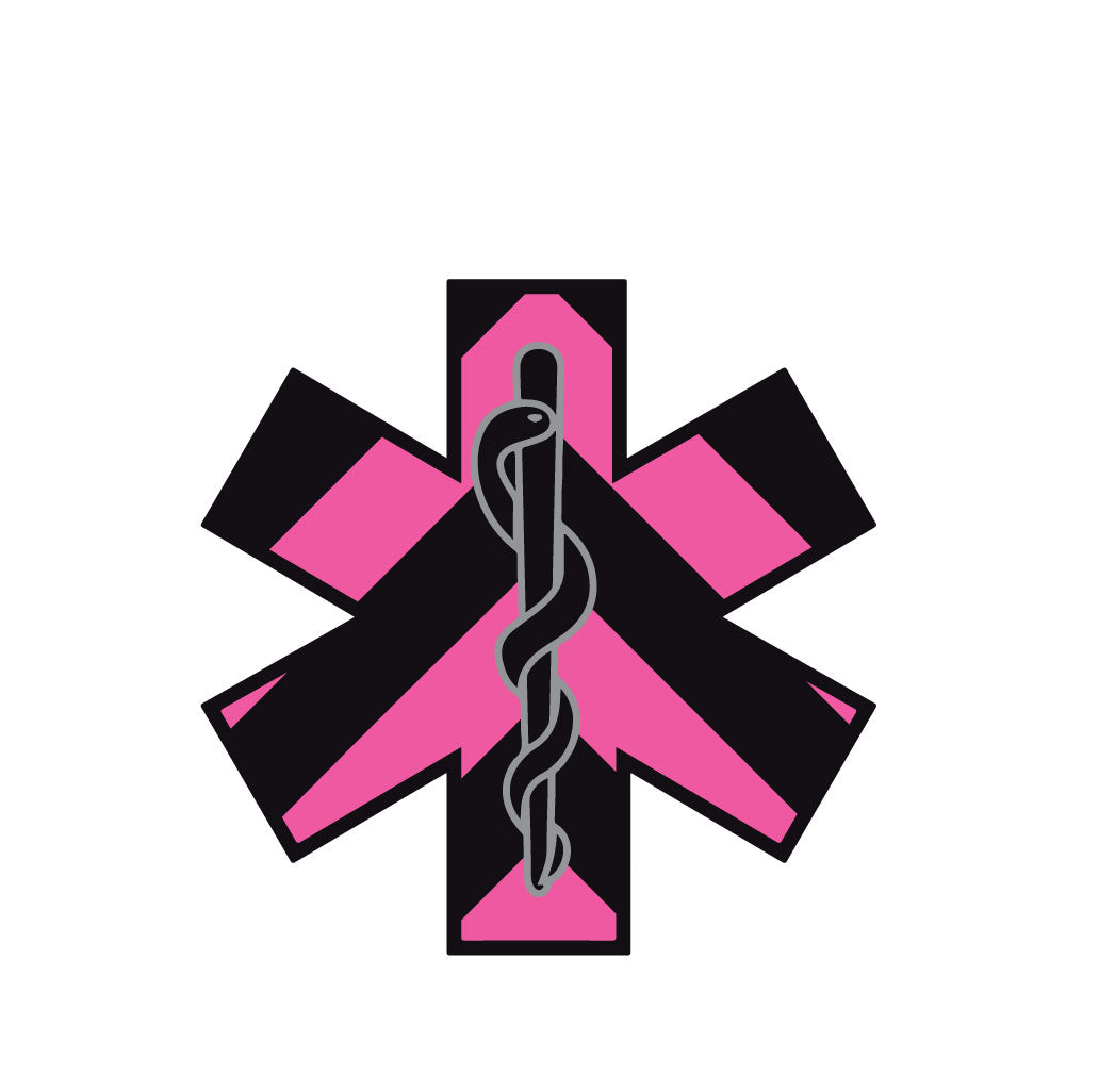 BLACK &amp;amp; PINK CHEVRON STAR OF LIFE REFLECTIVE HELMET DECAL