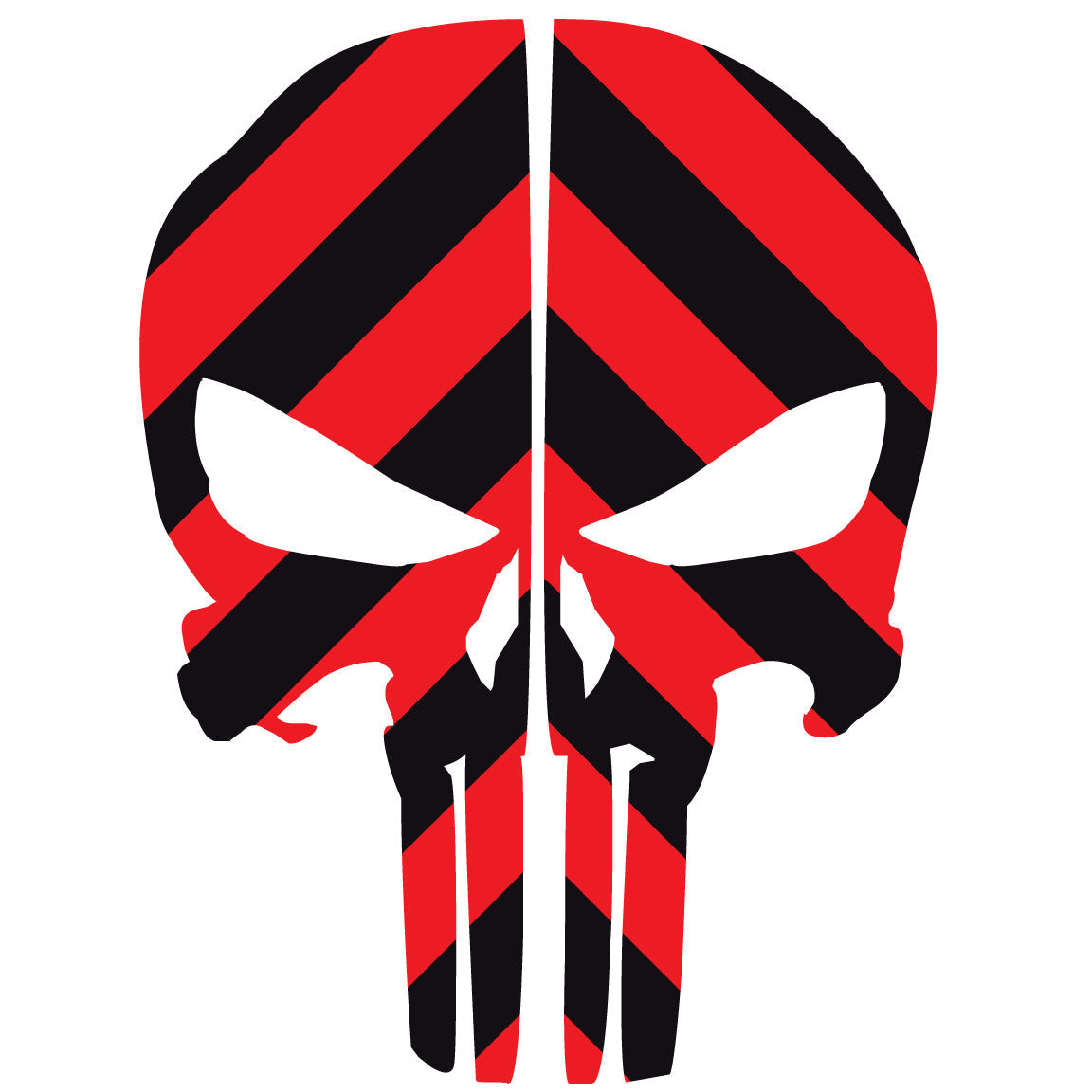 PUNISHER SKULL BLACK &amp;amp; RED CHEVRON REAR HELMET REFLECTIVE HELMET DECAL