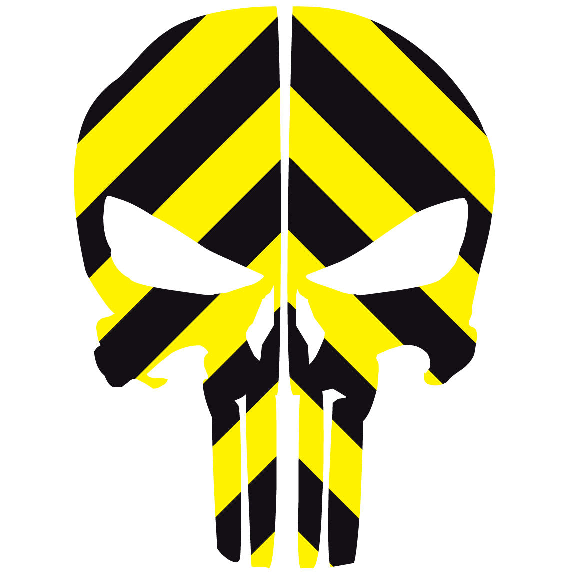 PUNISHER SKULL BLACK &amp;amp; YELLOW CHEVRON REAR HELMET REFLECTIVE HELMET DECAL
