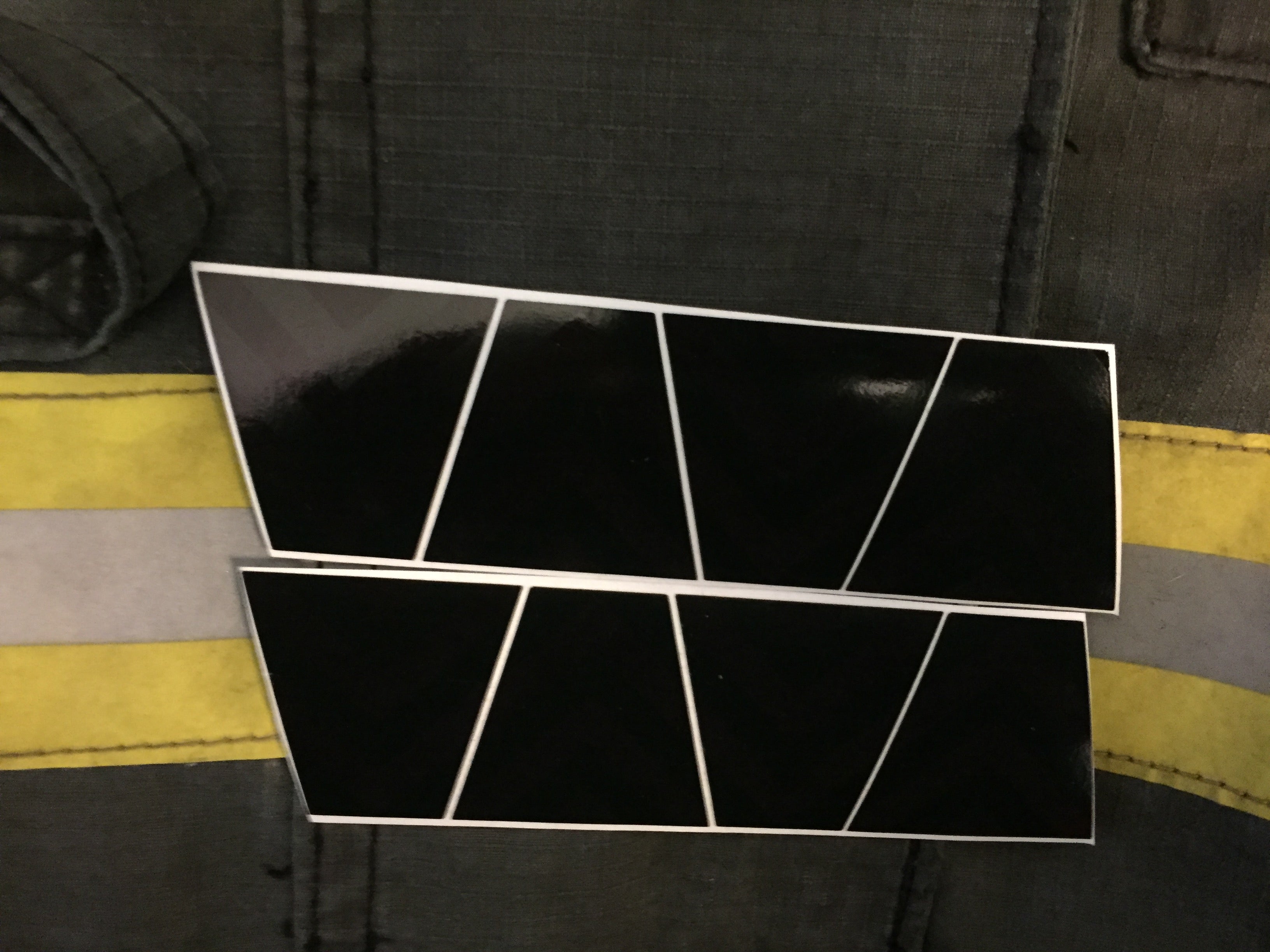 BLACKED OUT BLACK AND GREEN CHEVRON REFLECTIVE HELMET (TET) TETRAHEDRON 8 PACK