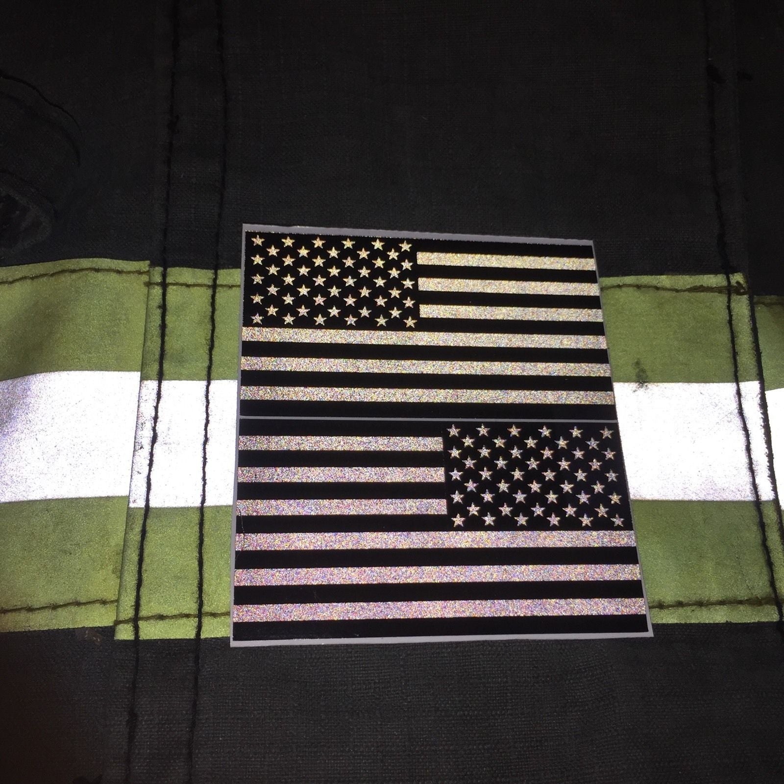 BLACKED OUT AMERICAN FLAGS REFLECTIVE HELMET DECAL