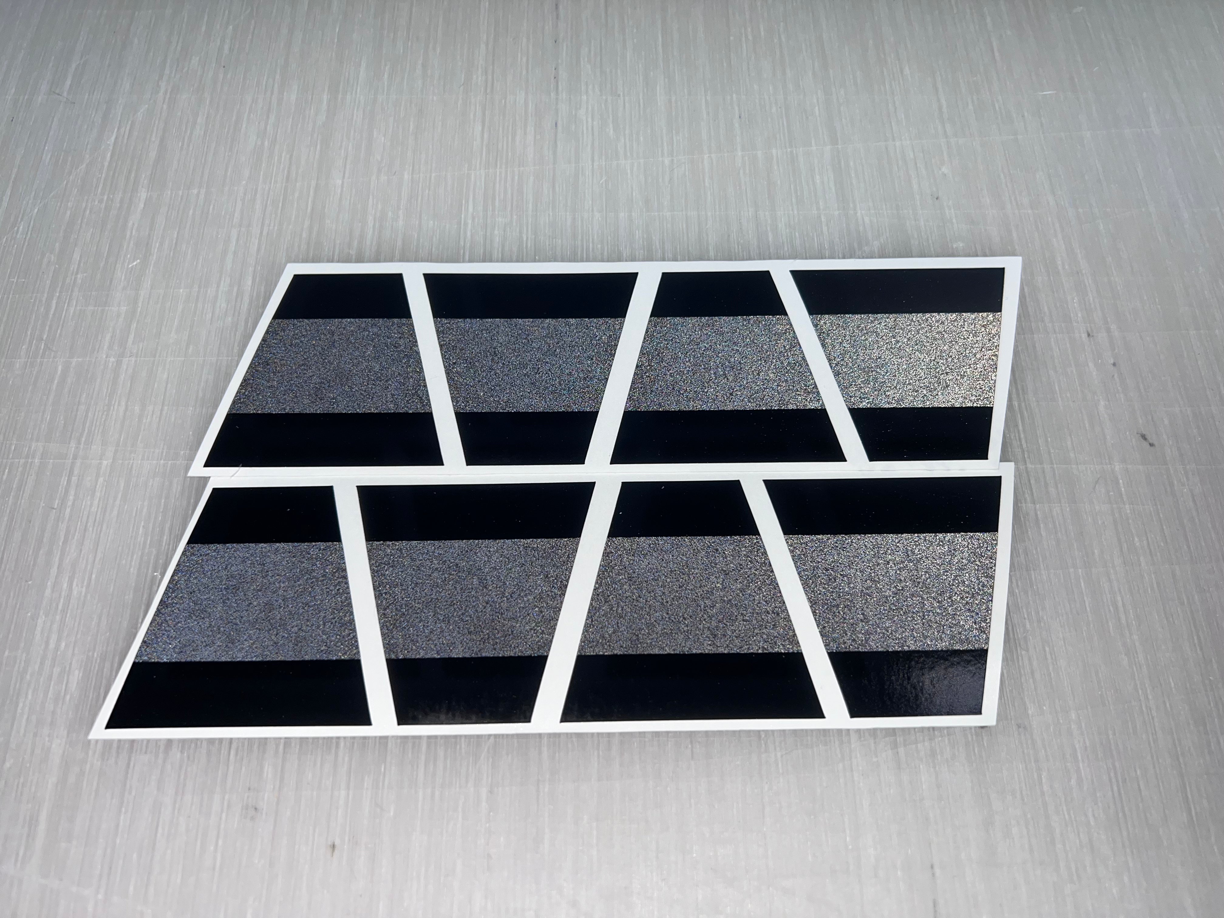 BLACKED OUT BLACK AND GREY TRIPLE STRIPE REFLECTIVE HELMET (TET) TETRAHEDRON 8 PACK