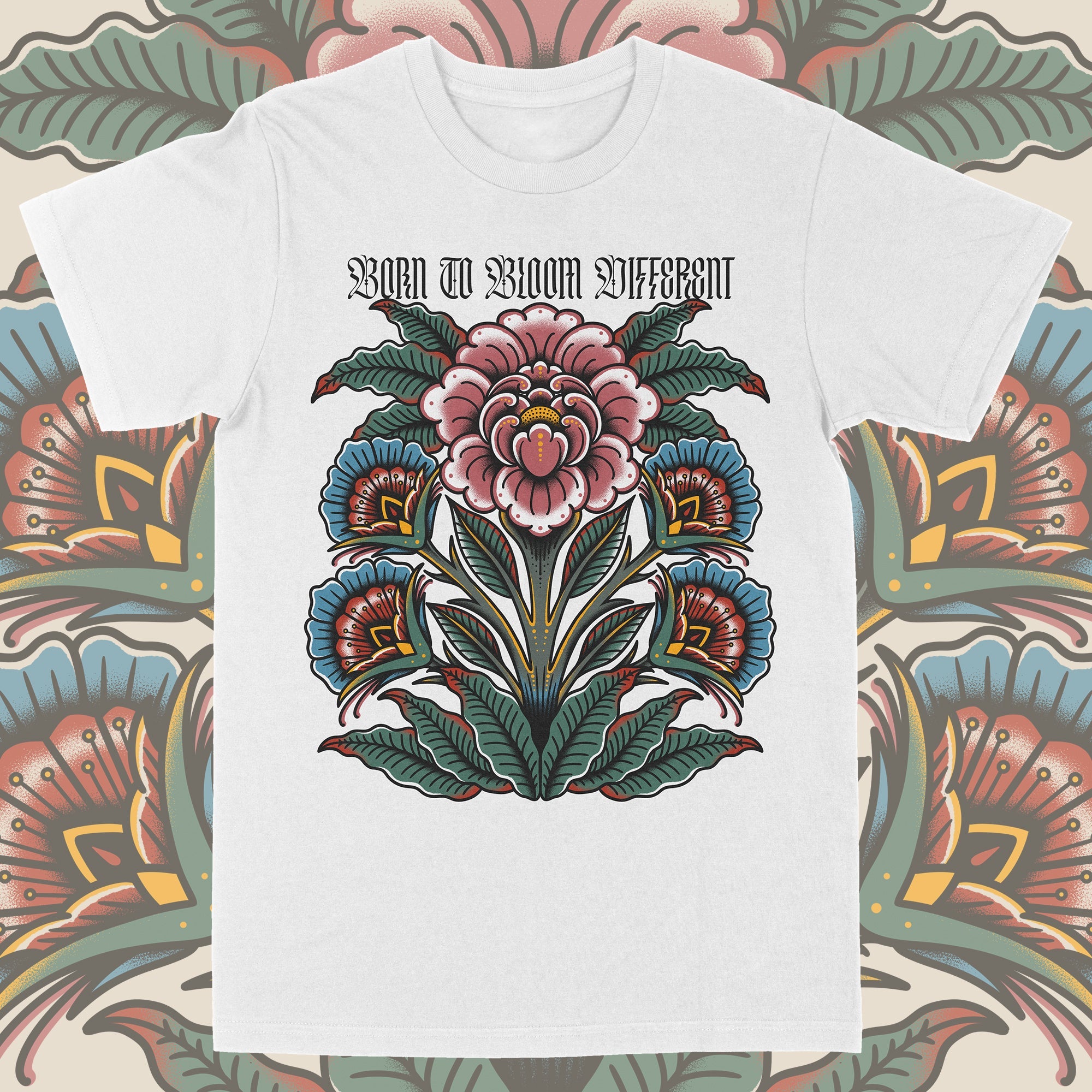 Bloom Different T-Shirt – Traditional Tattoo Flower Design
