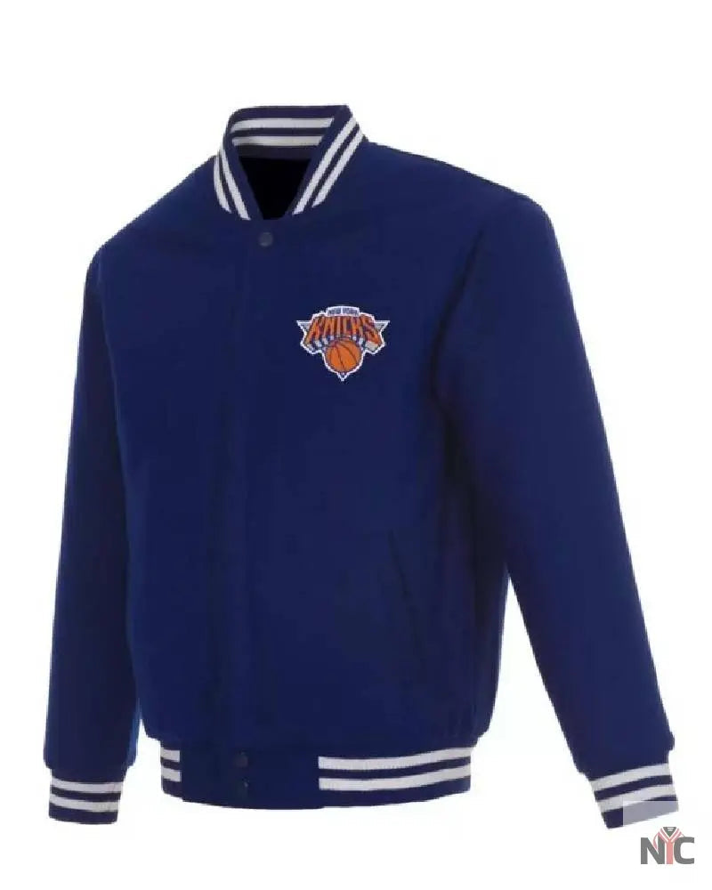 Blue NBA Jeff Hamilton New York Knicks Varsity Jacket
