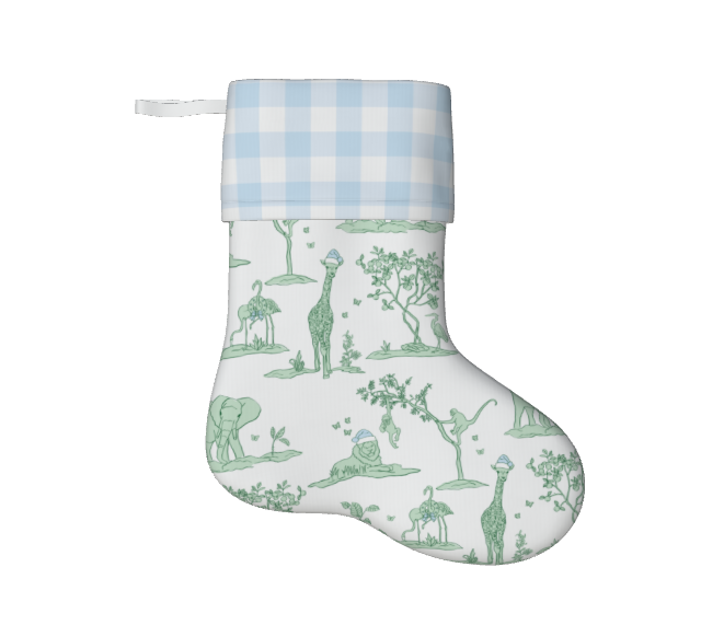 Blue and Green Zoo Chinoiserie Christmas Stocking