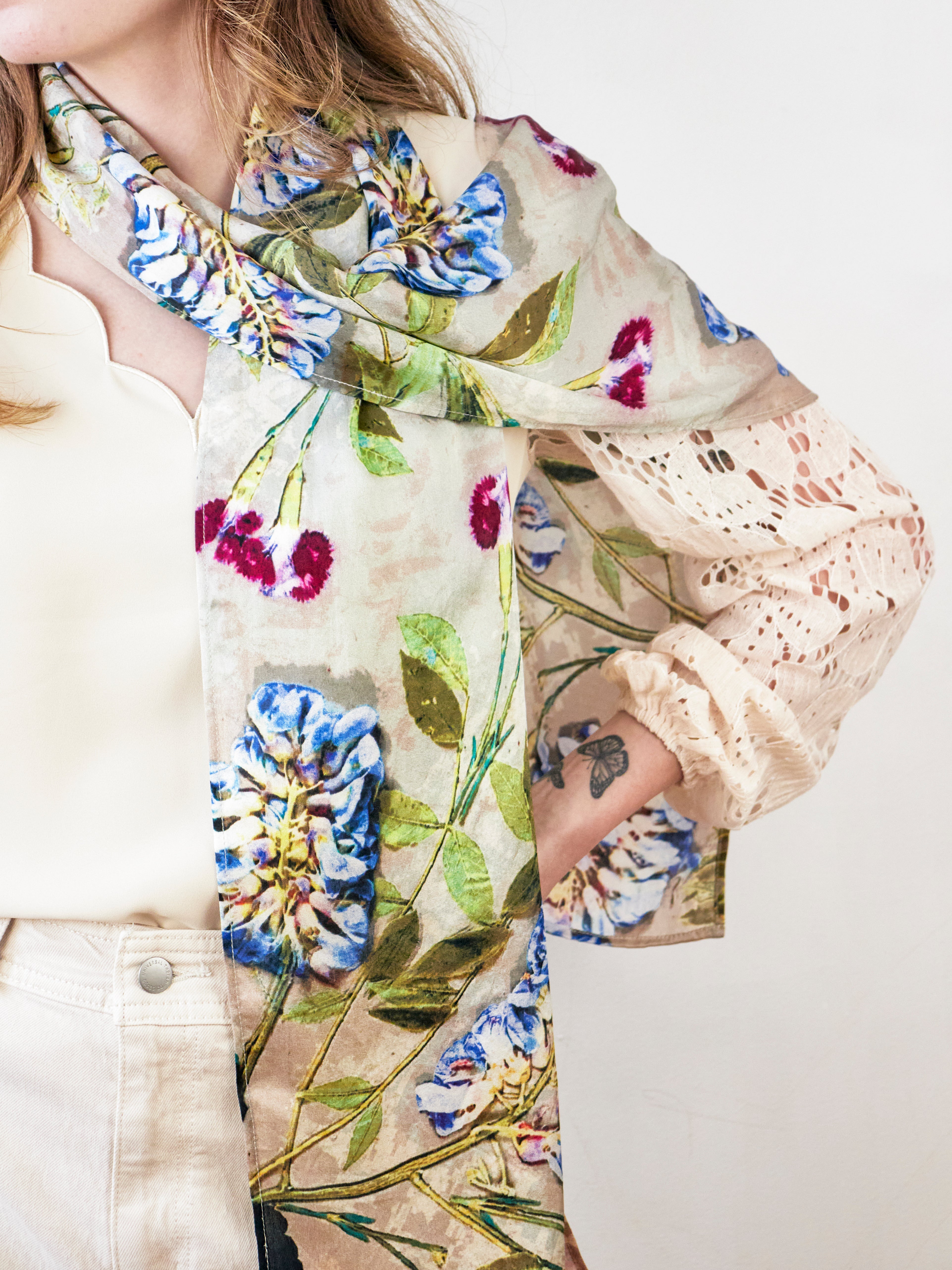 Blue Wisteria Chi Silk Scarf