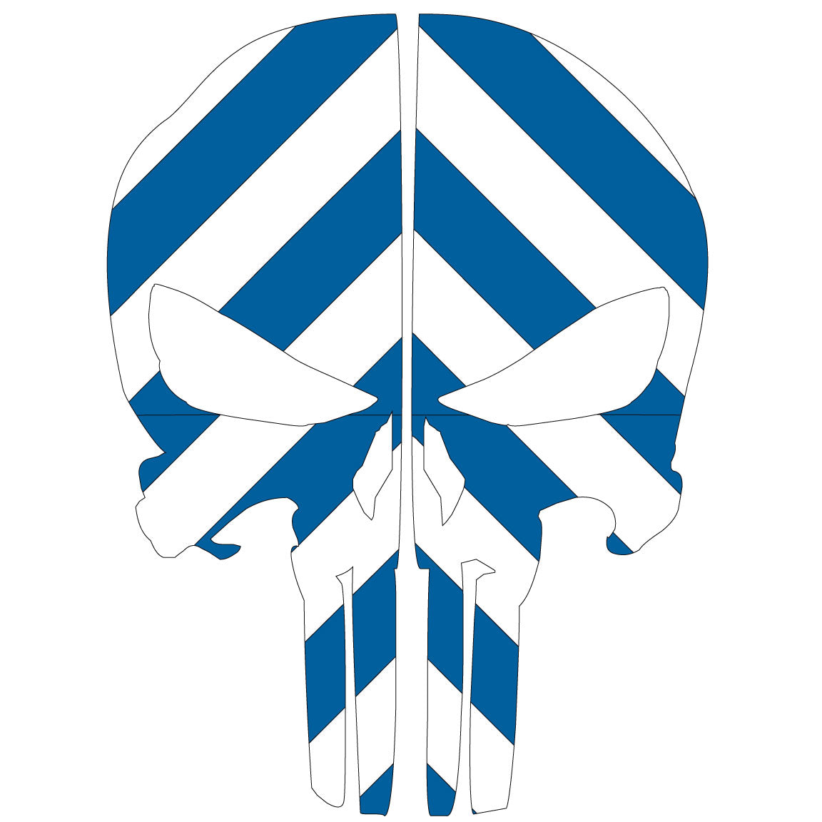 PUNISHER SKULL BLUE &amp;amp; WHITE CHEVRON REAR HELMET REFLECTIVE HELMET DECAL