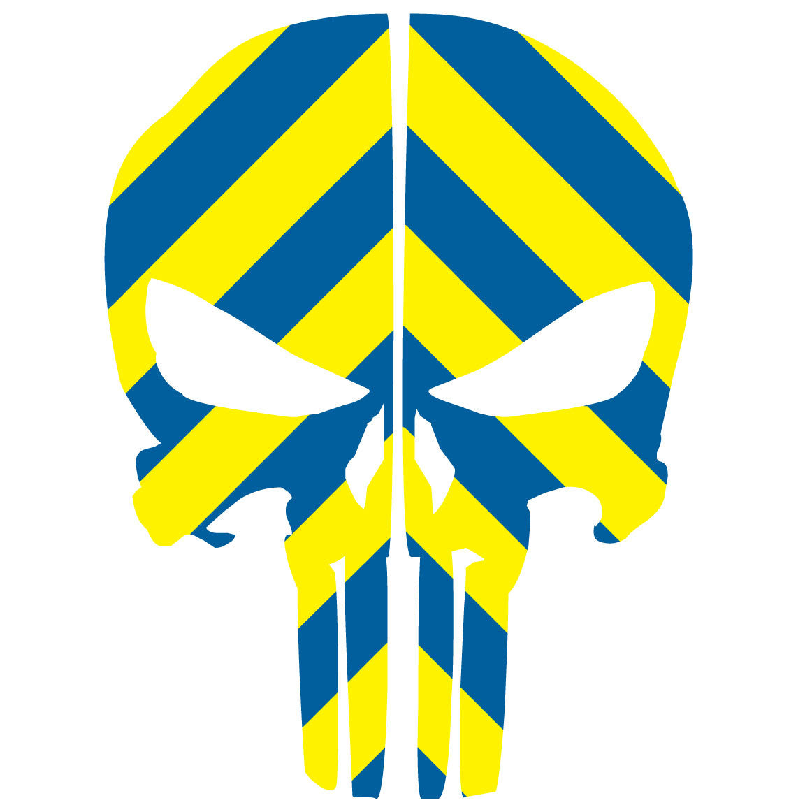 PUNISHER SKULL BLUE &amp;amp; YELLOW CHEVRON REAR HELMET REFLECTIVE HELMET DECAL