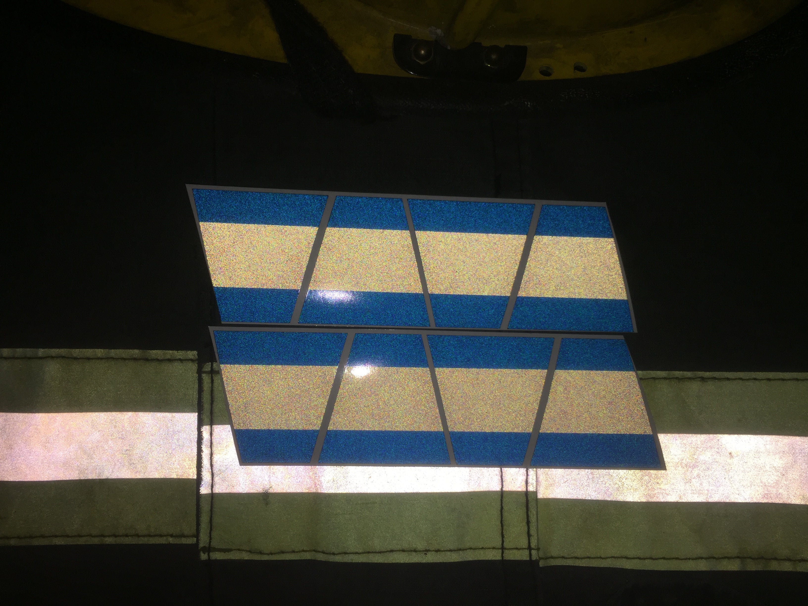 BLACKED OUT BLUE AND GREY TRIPLE STRIPE REFLECTIVE HELMET (TET) TETRAHEDRON 8 PACK