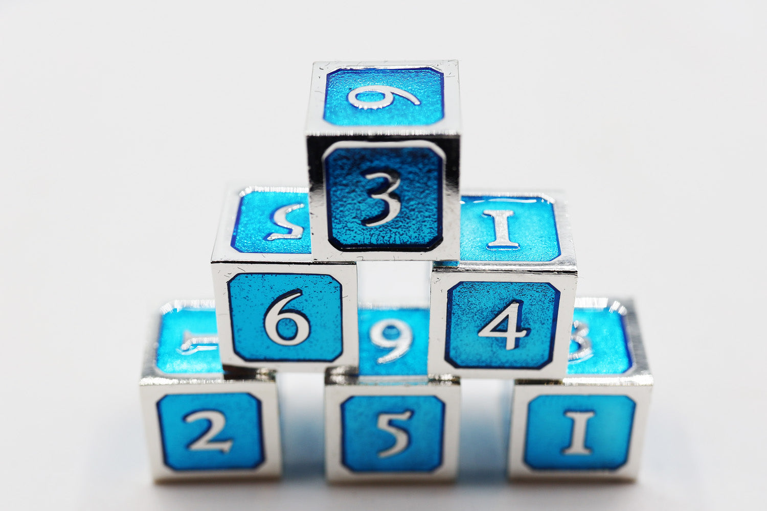 6 piece Metal D6&amp;#39;s - Blue and Silver