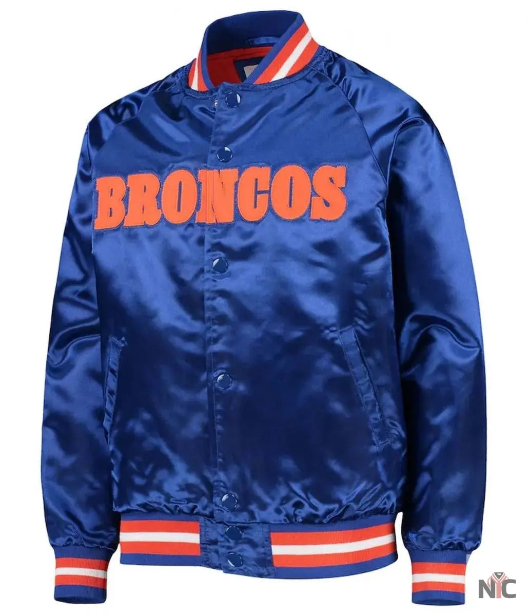 Bomber Denver Broncos Royal Blue Satin Jacket