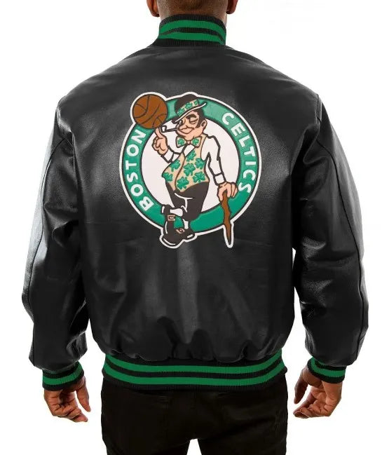 Boston Celtics Black Leather Jacket