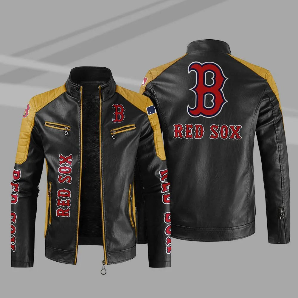 Boston Red Sox Block Leather Jacket