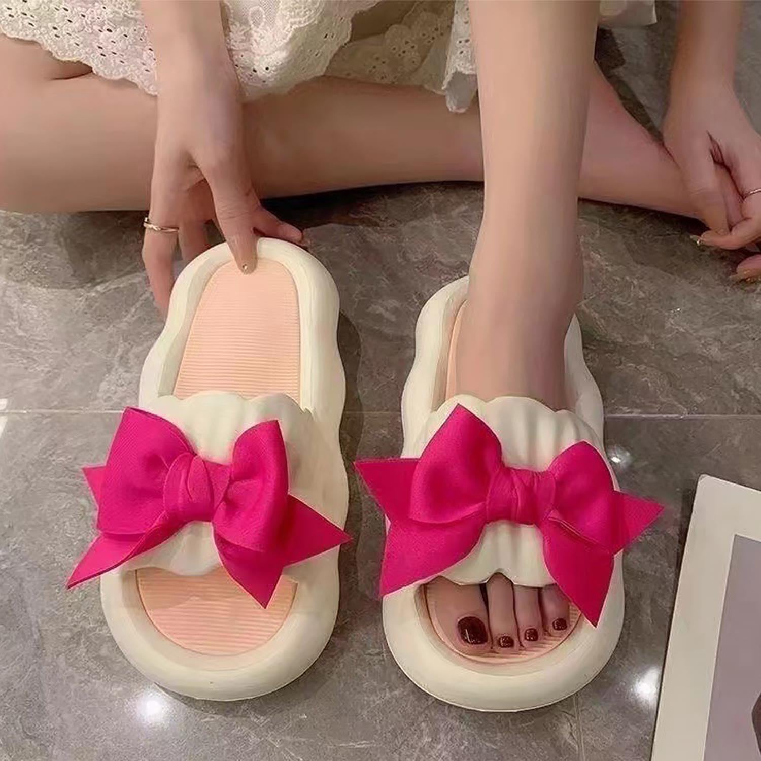 Bow Decor Super Soft Single Band Slippers | ZAKAPOP
