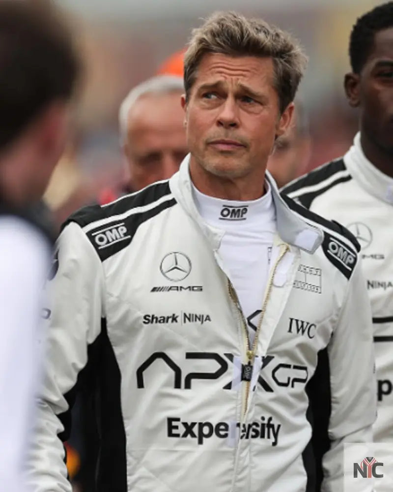 Brad Pitt F1 White And Black Racer Jacket