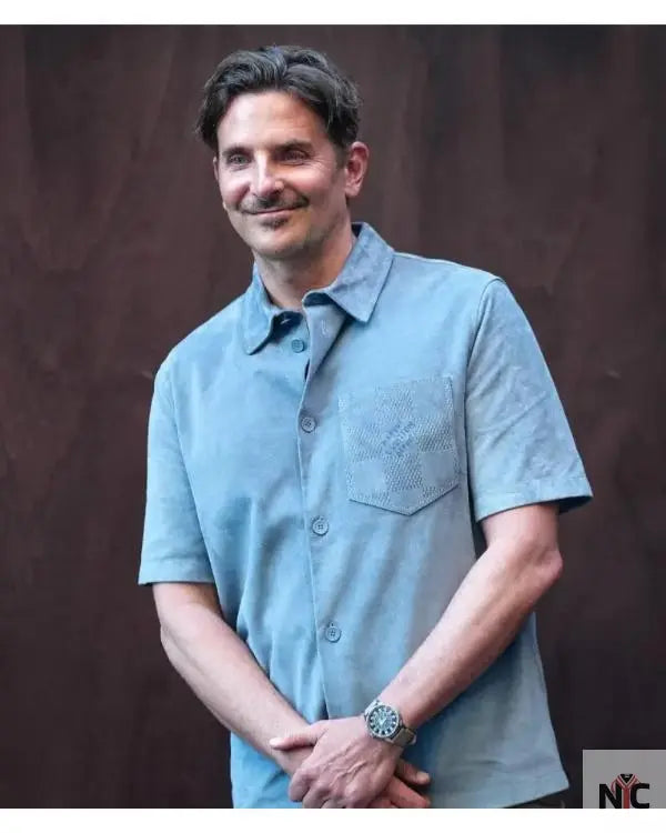 Bradley Cooper Paris Fashion Week Blue Shirt