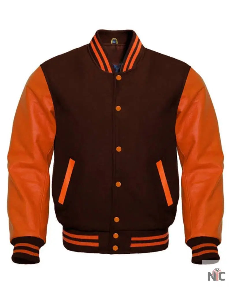 Brown And Orange Varsity Jacket