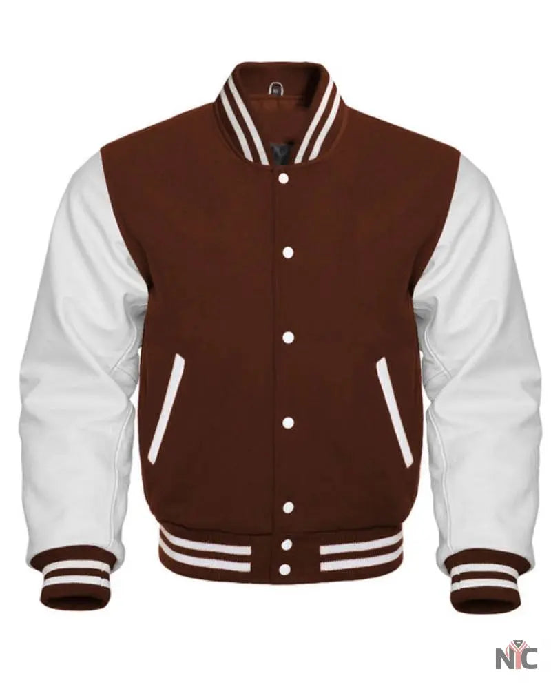 Brown And White Varsity Jacket